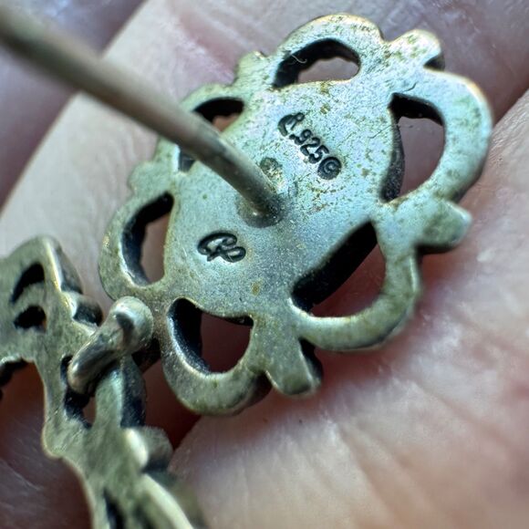 Carolyn Pollack 925 Sterling Silver Opal Heart Earrings, Filigree Dangles Relios - Picture 10 of 10